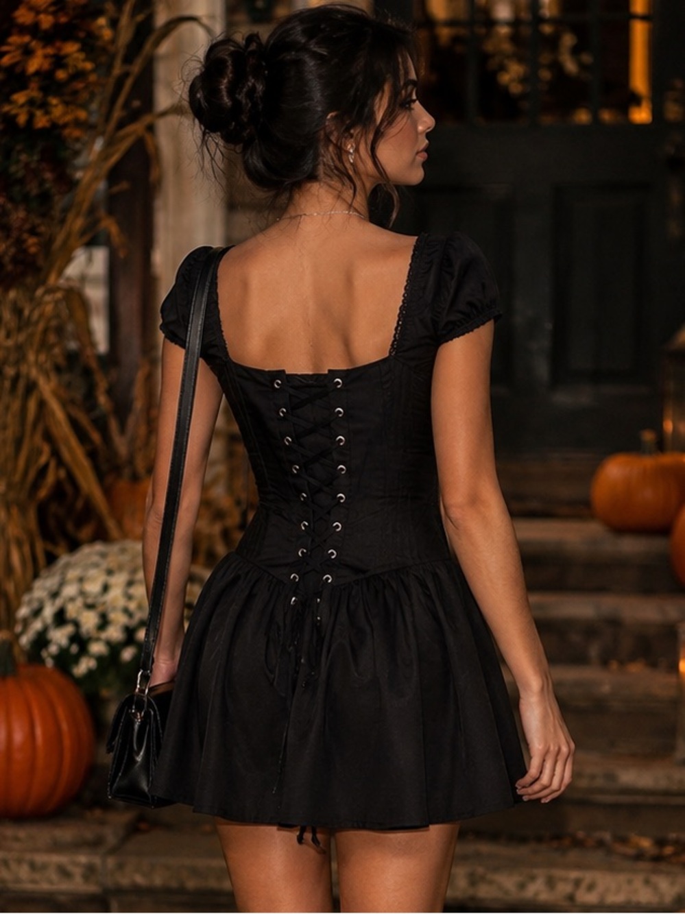 Allison + Kelly Girls XL Black Lace Corset Mini Dress NWT